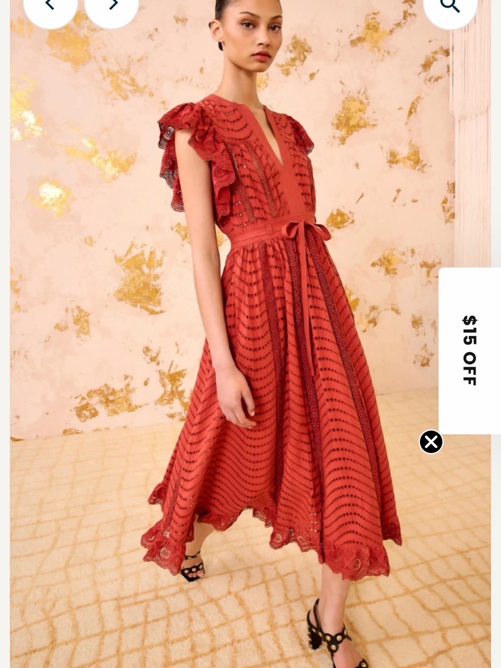 Ulla Johnson Rust Rose Eyelet Cotton Tunic